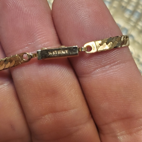 14k Italian herringbone necklace & 14k pendant - Picture 6 of 8